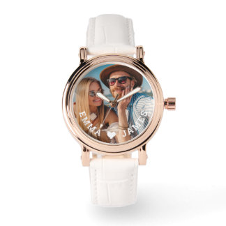 Montre Cute Love Heart Photo Couples Noms personnalisés