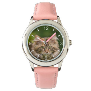 Montre Cute Maine Coon Kitten Cat Portrait - cadran
