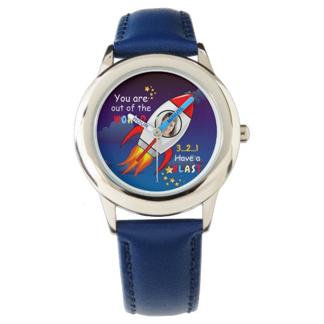 Montre Cute Outer Space Rocket Ship Blast Off Birthday (devant)