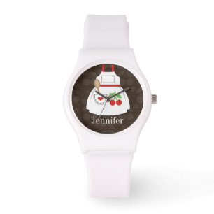 Montre Cute personnalisée Cute Brown et rouge tablier