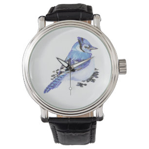 Montre Cute Petite Aquarelle Bleu Jay Oiseau Nature Art