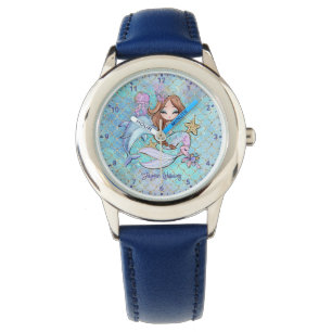 Montre Cute Sirène Léger Cheveux Brown Personnalisé Fille