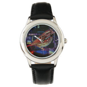 Montre Cyberpunk Sparrow dans Neon Cityscape