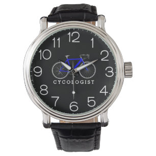 Montre Cycologiste Bicyclette Bleue Sur Noir