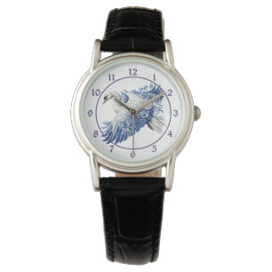 Montre Cygne Floral Bleu
