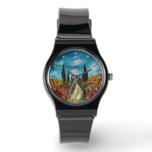 MONTRE CYPRÈS ET POPIES EN TOSCANE
