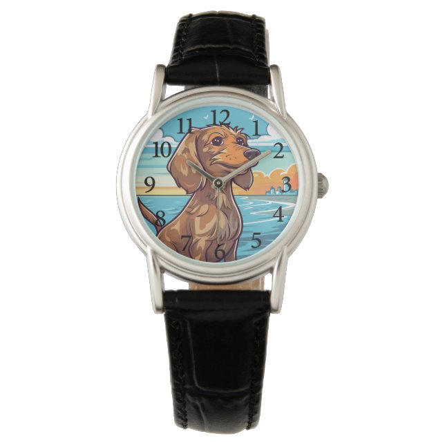 Montre Dachshund à la plage (devant)
