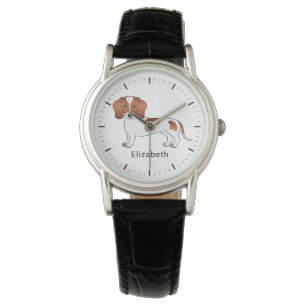 Montre Dachshund à poil court pied rouge dessin animé & n