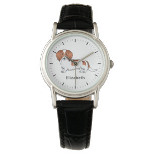 Montre Dachshund à poil long pied rouge dessin animé & no