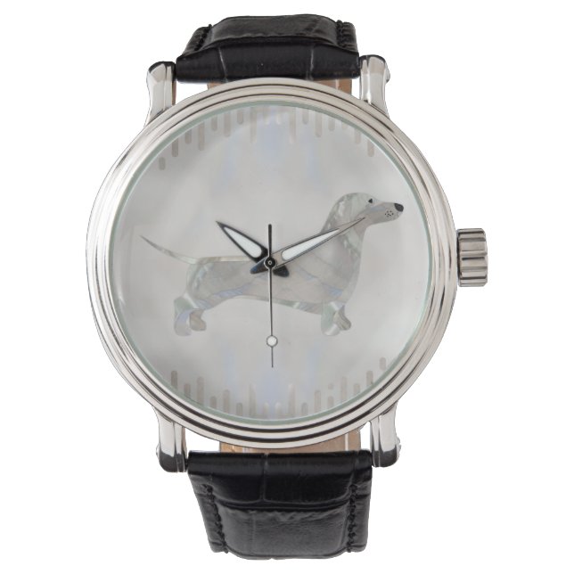 Montre Dachshund chien - Doxie perle silhouette (devant)