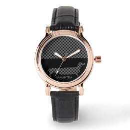 Montre Dachshund plaid sur noir