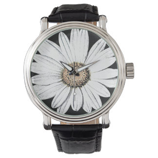 Montre Daisy Mae Vintage bracelet en cuir noir