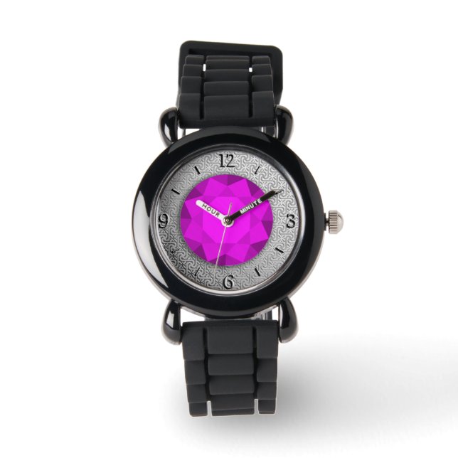 Montre Damas d'argent avec une fausse pierre améthyste (Recto)