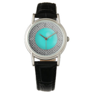 Montre Damas d'argent avec une fausse pierre turquoise