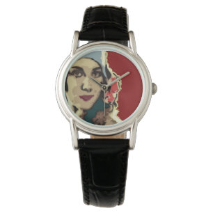 Montre Dame des années 1920 au chapeau bleu Pop Art