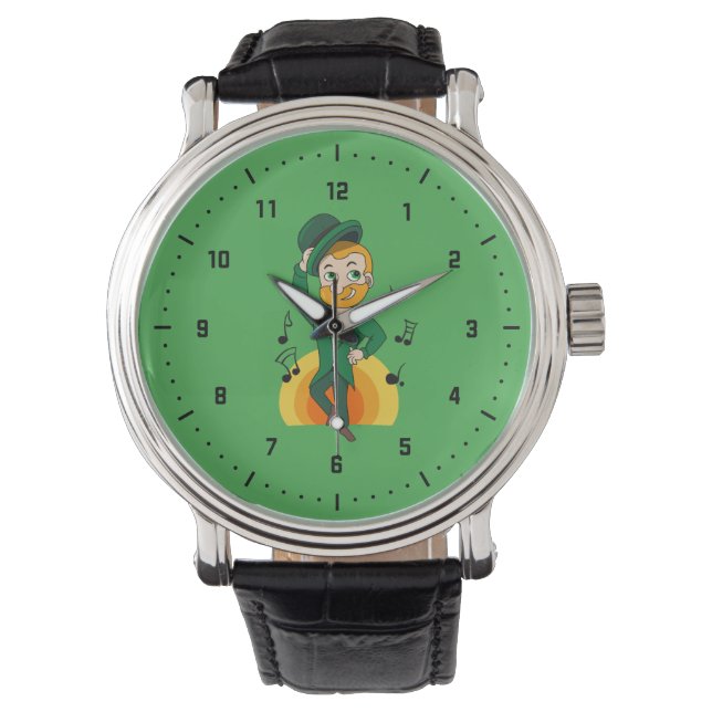 Montre Dancing leprechaun, dessin animé de la Saint Patri (devant)
