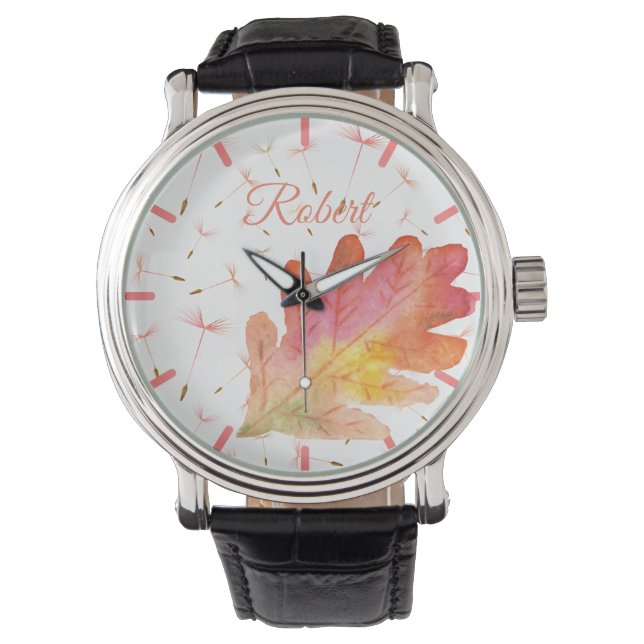 Montre Dandelions délicats et feuilles d'automne (devant)