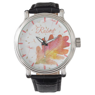 Montre Dandelions délicieux et feuilles d'automne