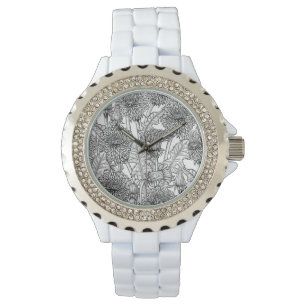 Montre Dandelions, noir et blanc