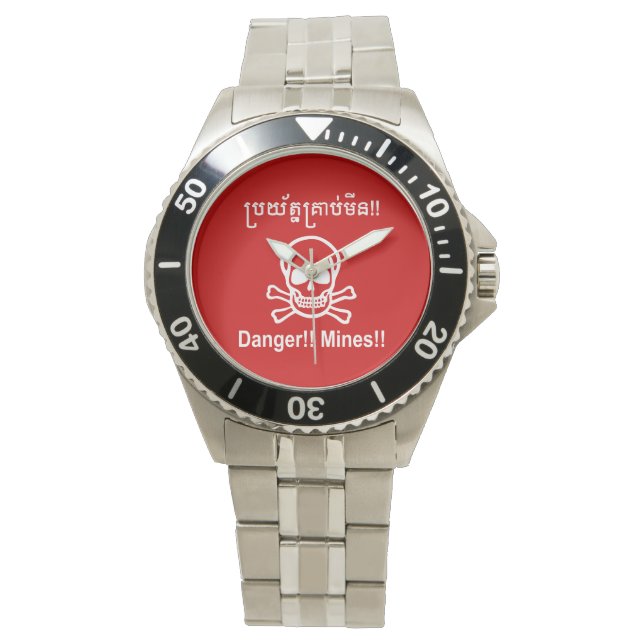 Montre Danger ! ! Les mines ! ! SYMBOLE ☠ Cambodgien Khme (devant)
