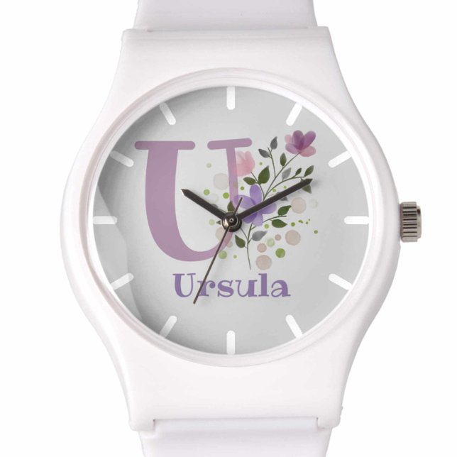 Montre dans un design floral avec nom et initiale (Créateur téléchargé)