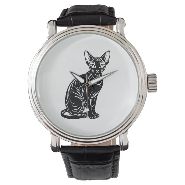 Montre Dark Sphynx Cat – Minimalist Bold Art (devant)
