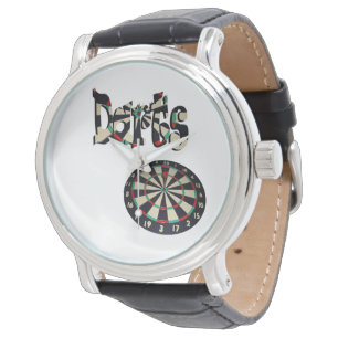 Montre Darts Logo Et Dartboard, Mens Leather Watch,