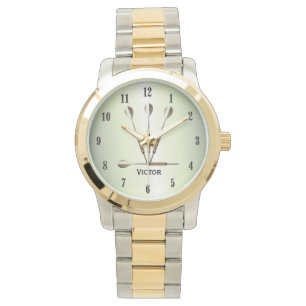 Montre Darts teinte verte Nom personnalisé Numéros noirs