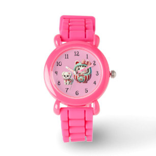 Montre Daruma avec chiot et ruban