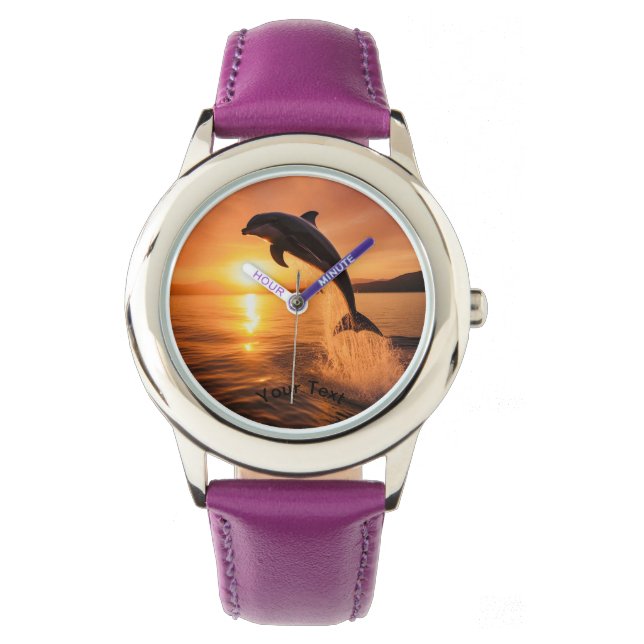 Montre Dauphin Au Coucher De Soleil D'Or (devant)