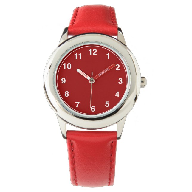 Montre de bande rouge en acier inoxydable personna (devant)