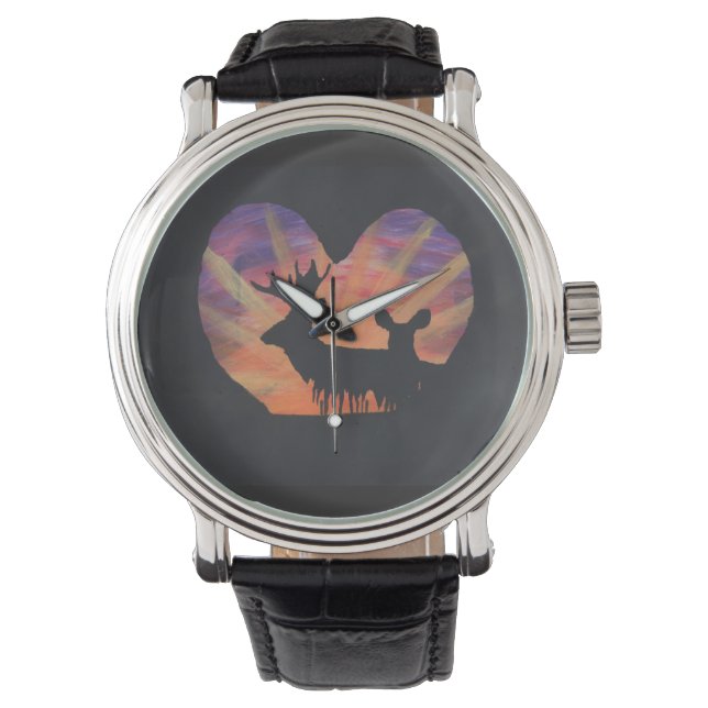 Montre de chasse en silhouette de cerf de la bande (devant)