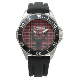 Montre de chasse pour hommes Cerf à carreaux