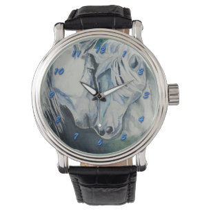 Montre de cheval, bleue avec des nombres bleus