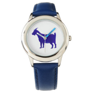 Montre de chèvre bleu aquarelle