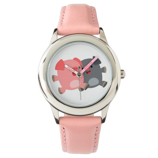 Montre de cochons de dessin blanc et noir (devant)