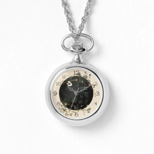Montre de collier floral à phase lunaire