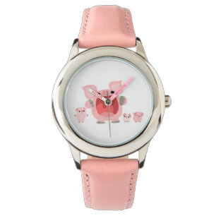 Montre de cri mignonne de porcs de bande dessinée