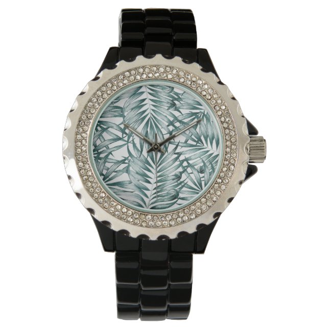 Montre de design feuille verte personnalisée (devant)