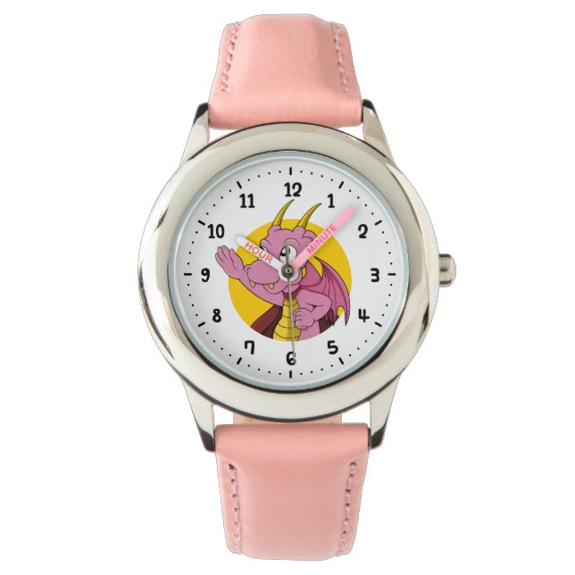 Montre de dessin animé de dragon rose (devant)