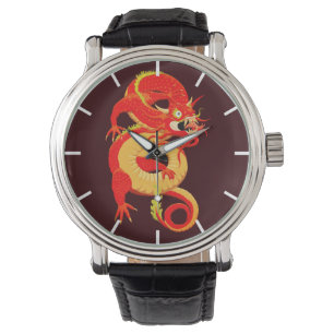 Montre de dragon chinois rouge
