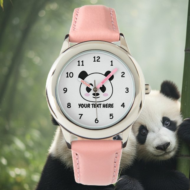Montre de fille personnalisée avec dessin de migno (panda bear watch for kids)