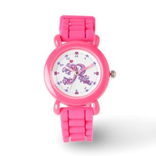 Montre de filles personnalisée par monogramme ros