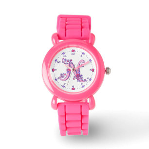 Montre de filles personnalisée par monogramme ros