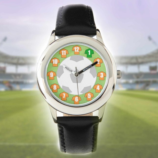 Montre de football pour enfants avec chemises oran (Créateur téléchargé)