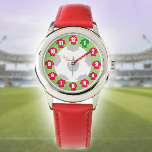Montre de football pour enfants - avec maillots ro