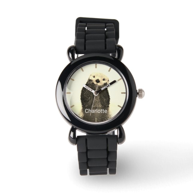 Montre de girly Cute Otter personnalisée (Recto)