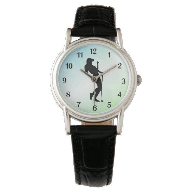 Montre de golf pour dames avec chiffres noirs (devant)