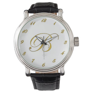 Montre de l'initiale B de monogramme d'or avec des