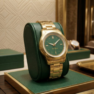 Montre de luxe émeraude verte et or